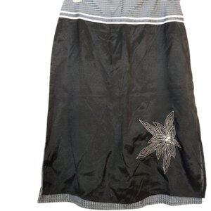 Lipo Lipo Womens Straight Skirt Mixed Media Embellished Fly Away Front S New